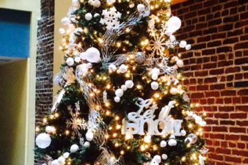 An image of a Christmas tree decorated with ornaments and lights