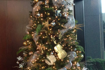 An image of a Christmas tree decorated with ornaments and lights