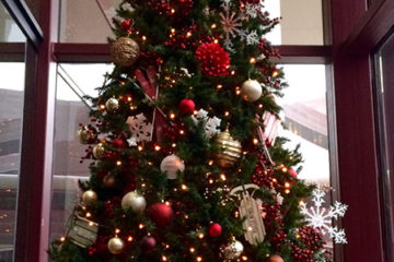 An image of a Christmas tree decorated with ornaments and lights