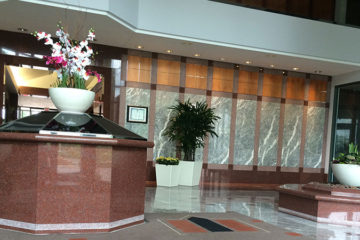 An image of planters in a corporate lobby