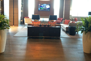 An image of planters in a residential lobby